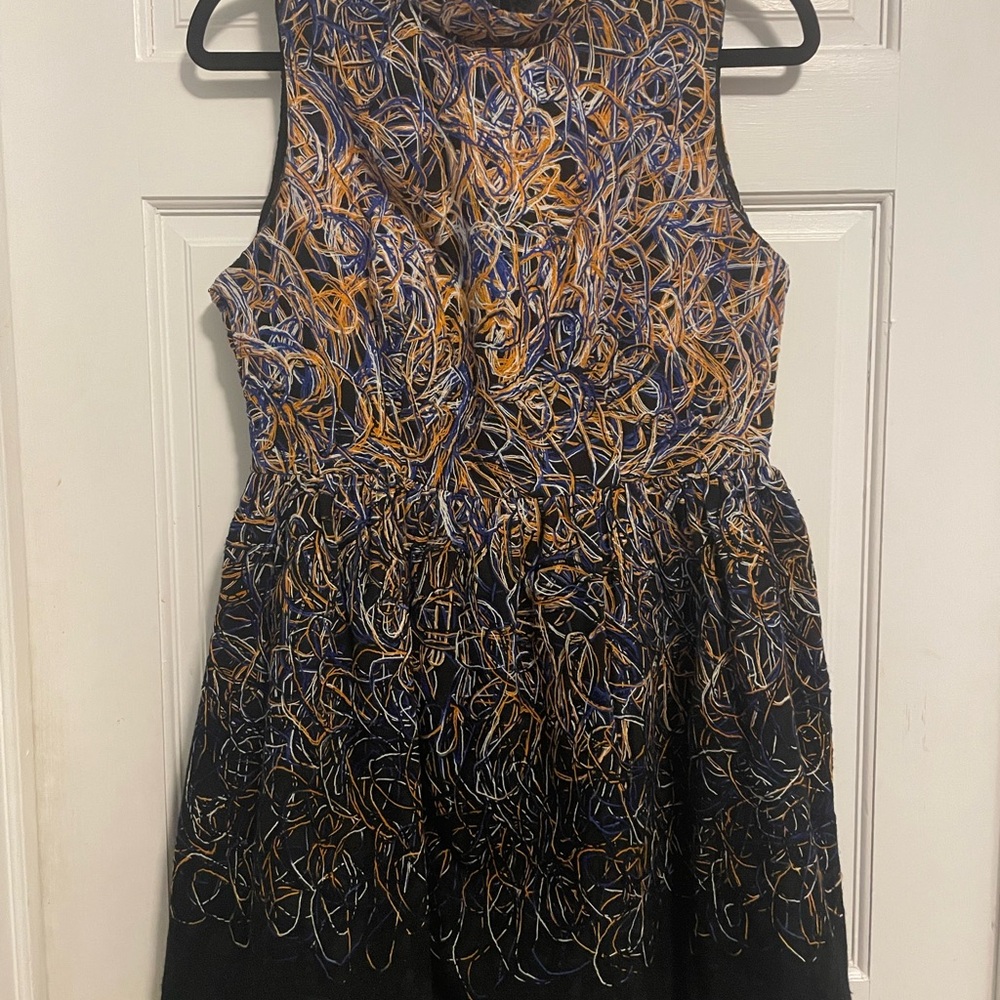 Freeway Black and Gold Midi Dress